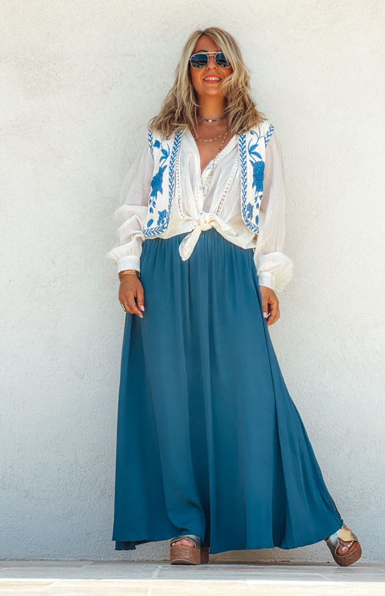 Duck blue CALLIOPÉE long skirt