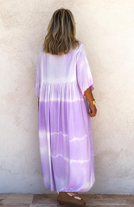 Lilac ATHIKA long dress short sleeves