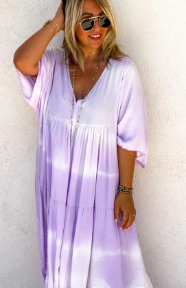 Lilac ATHIKA long dress short sleeves