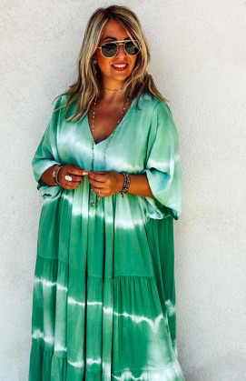 Green ATHIKA long dress short sleeves