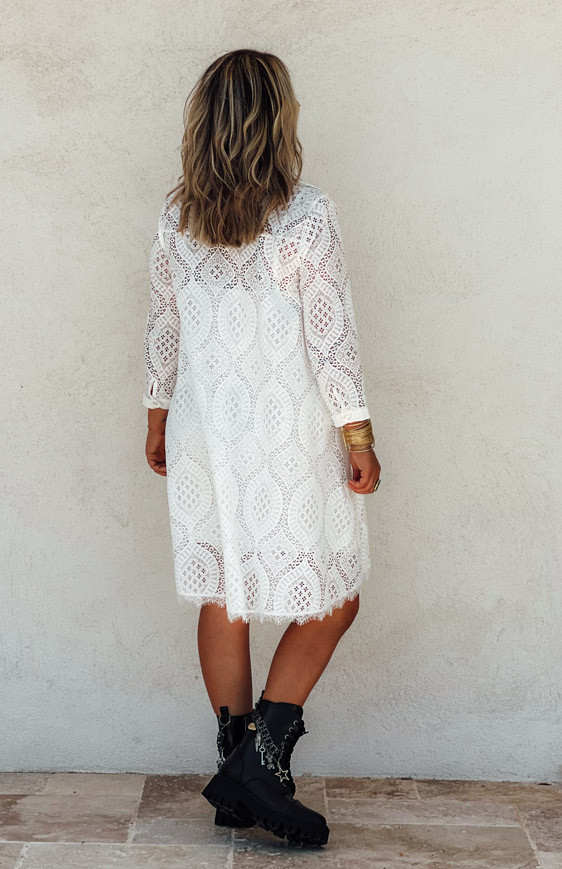 Ecru HIPPIE short dress