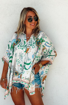 Green TROPICAL shirt 3/4 sleeves