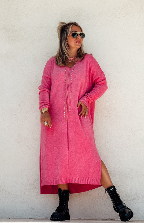 Pink JODIE long sweater dress