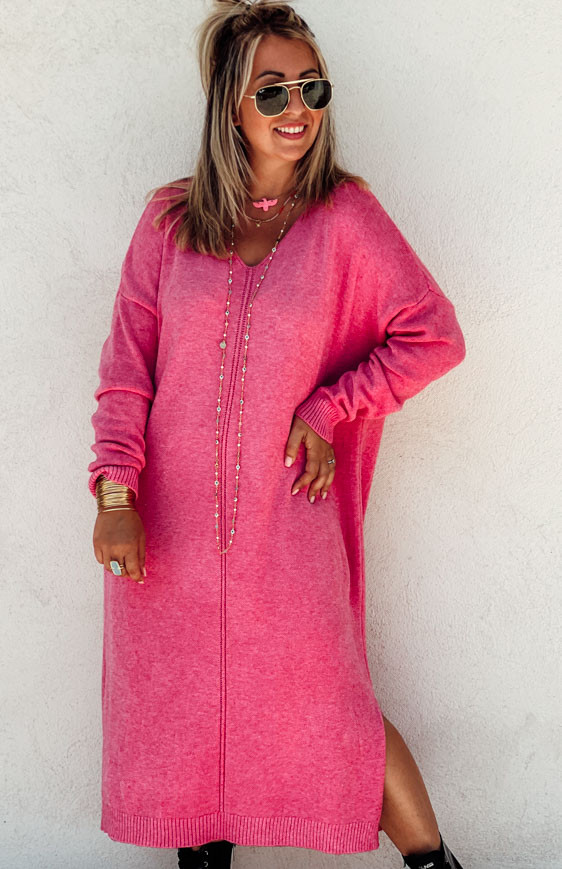 Pink JODIE long sweater dress