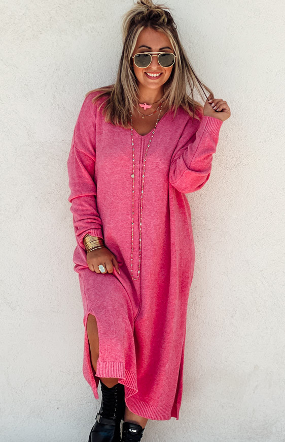 Pink JODIE long sweater dress