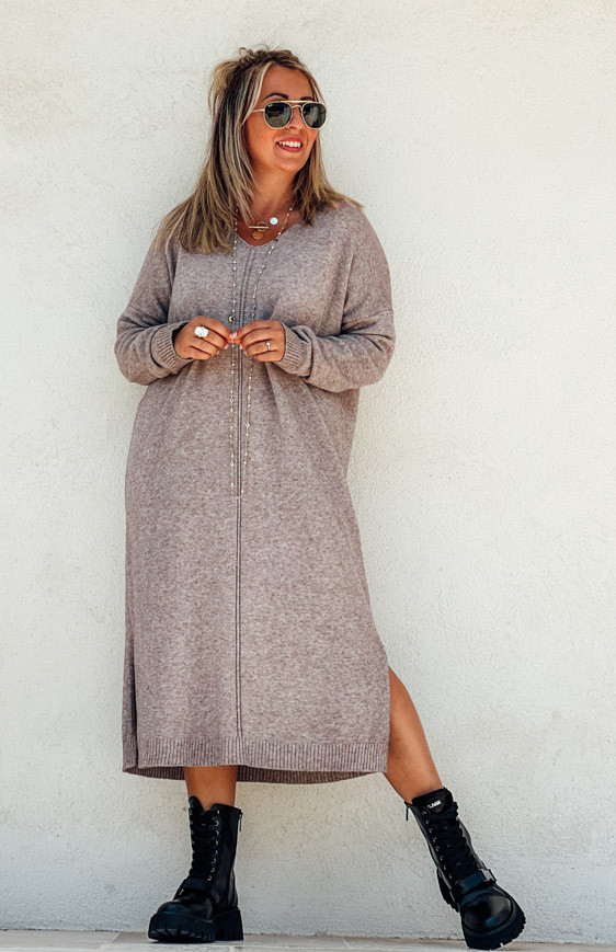 Robe pull JODIE taupe La Petite Boho Robes Bohemes Boutique Keva