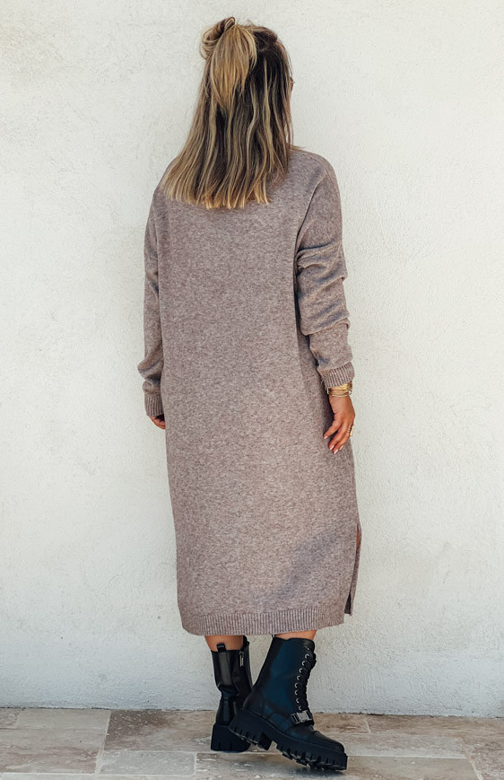 Robe pull JODIE longue taupe