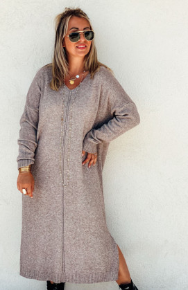 Robe pull JODIE longue taupe