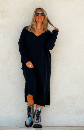 Black JODIE long sweater dress