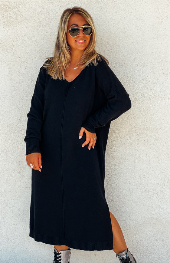 Black JODIE long sweater dress