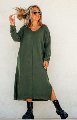 Robe pull JODIE longue vert foncé