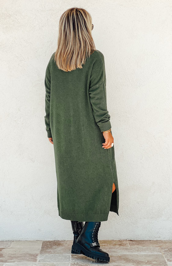 Dark green JODIE long sweater dress