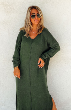 Dark green JODIE long sweater dress