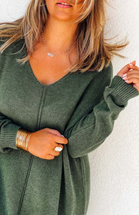 Dark green JODIE long sweater dress