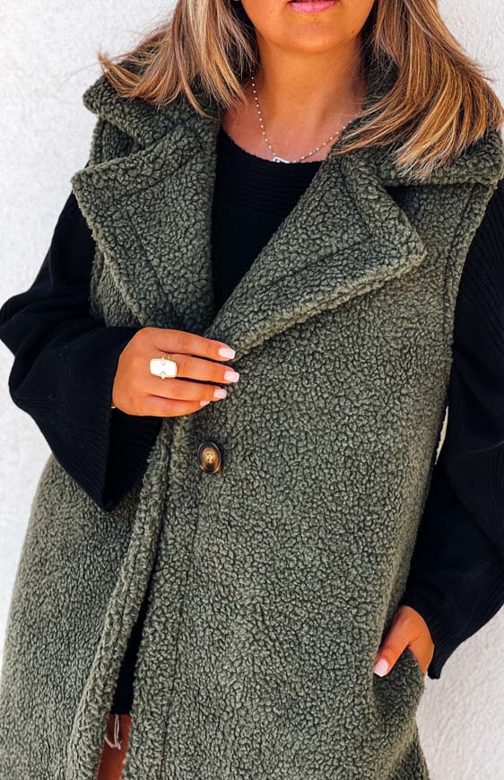 Khaki sleeveless ANNA jacket