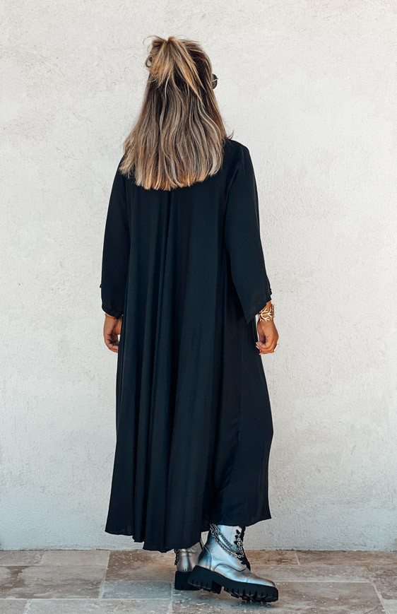 Black DELICIA 7/8 sleeves long dress