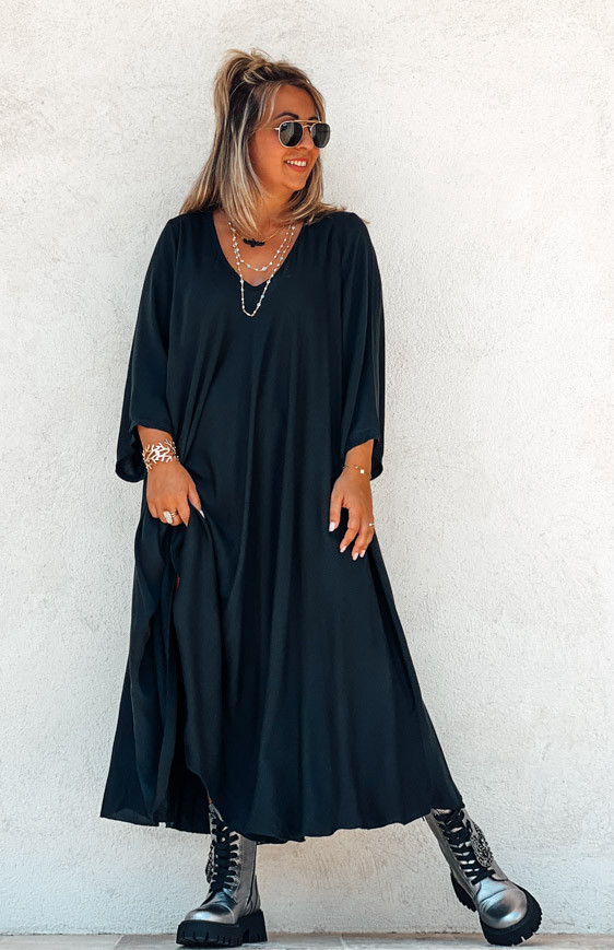 Black DELICIA 7/8 sleeves long dress