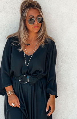 Black DELICIA 7/8 sleeves long dress