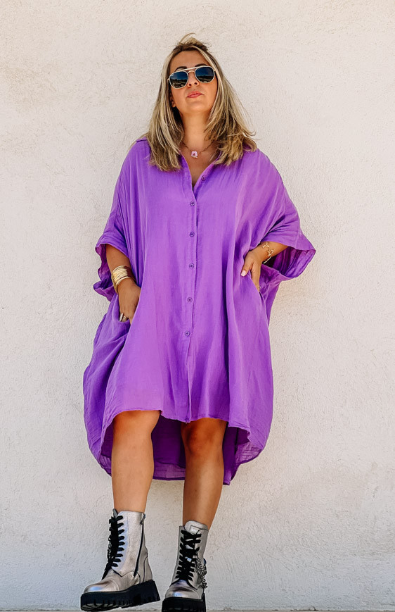 Purple DONATELA 3/4-sleeve tunic