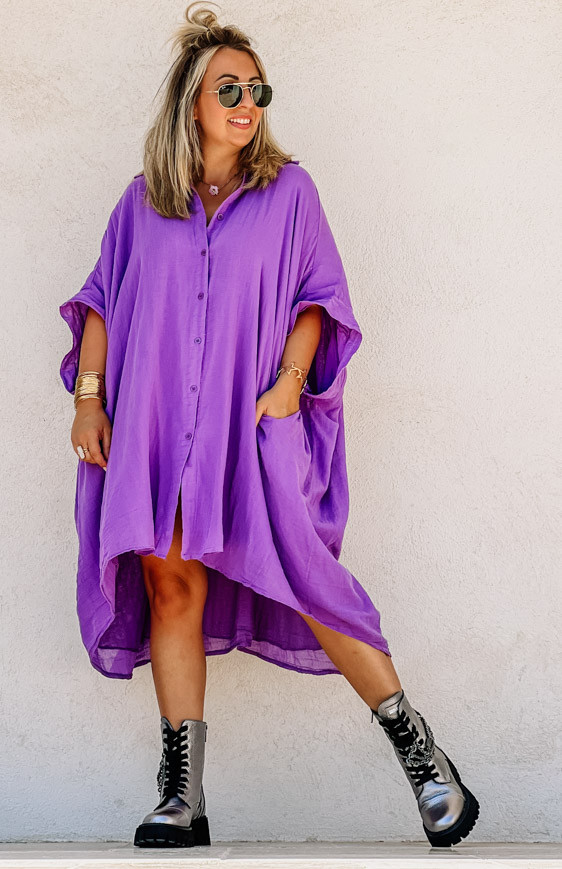 Purple DONATELA 3/4-sleeve tunic