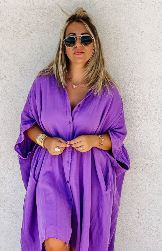 Purple DONATELA 3/4-sleeve tunic