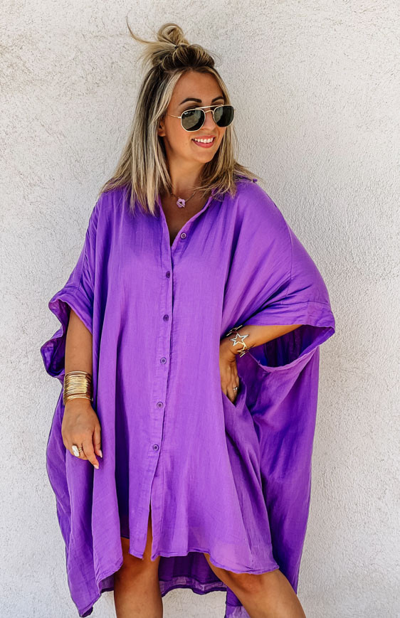 Purple DONATELA 3/4-sleeve tunic