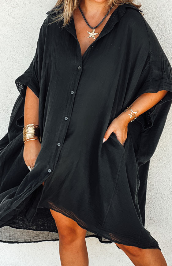 Black DONATELA 3/4-sleeve tunic