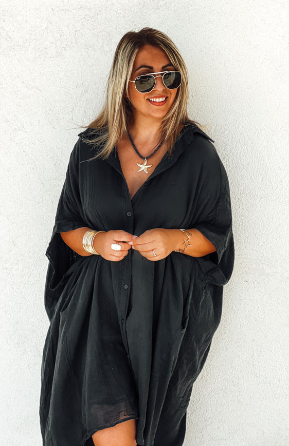 Black DONATELA 3/4-sleeve tunic