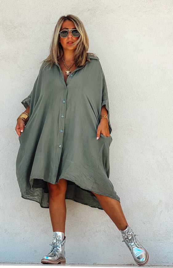 Khaki DONATELA 3/4-sleeve tunic