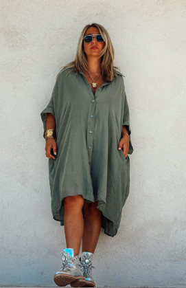 Khaki DONATELA 3/4-sleeve tunic