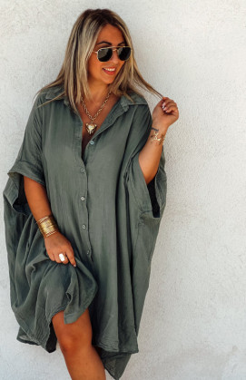 Khaki DONATELA 3/4-sleeve tunic