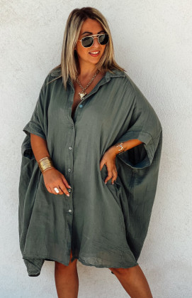 Khaki DONATELA 3/4-sleeve tunic