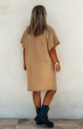 Robe ARIANE courte manches courtes camel