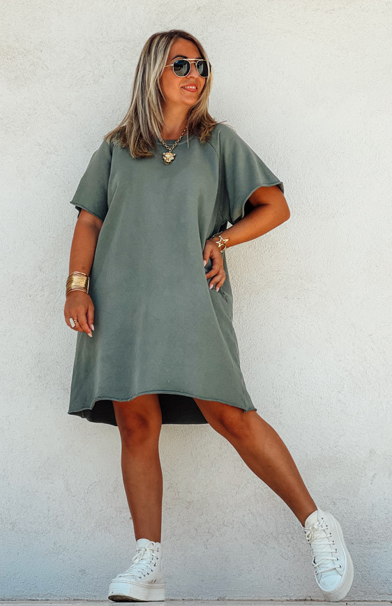 Khaki ARIANE short-sleeved dress