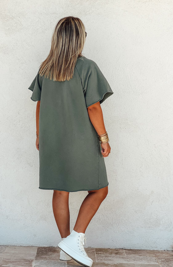 Khaki ARIANE short-sleeved dress