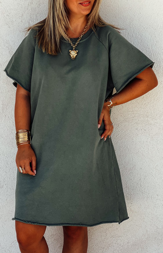 Khaki ARIANE short-sleeved dress