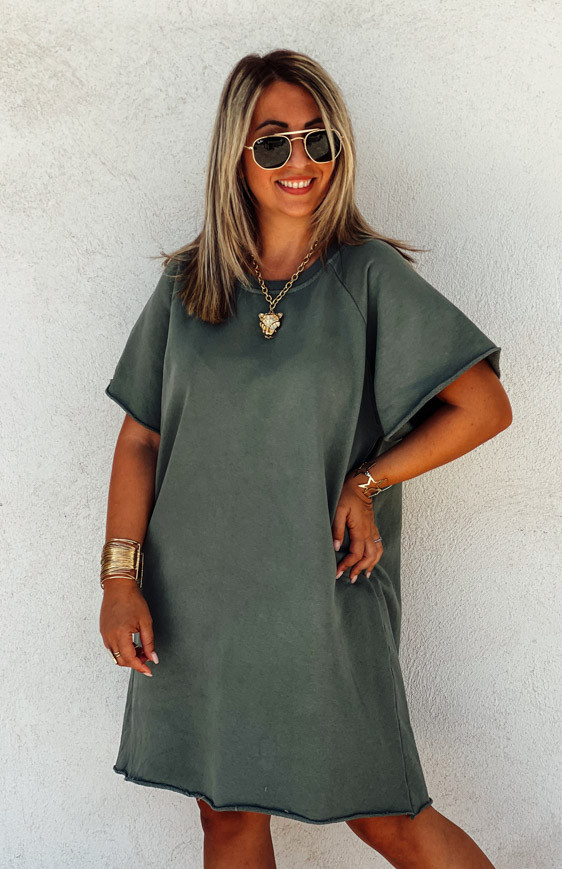 Khaki ARIANE short-sleeved dress