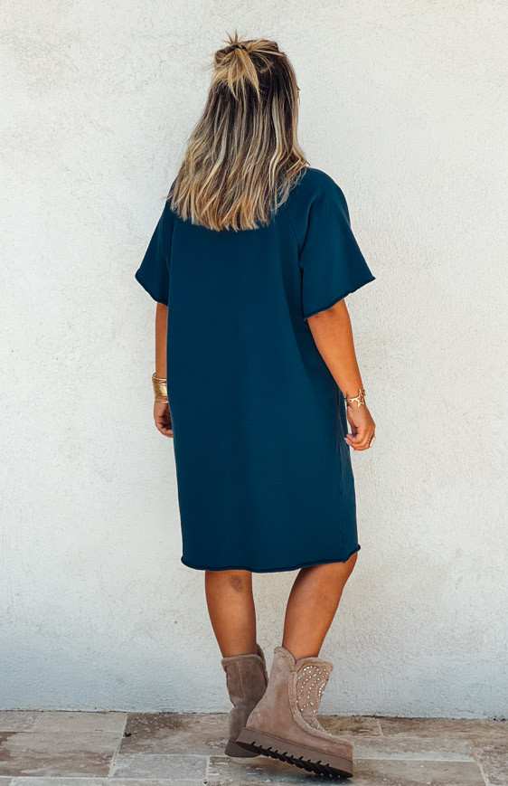 Robe ARIANE courte manches courtes bleu foncé