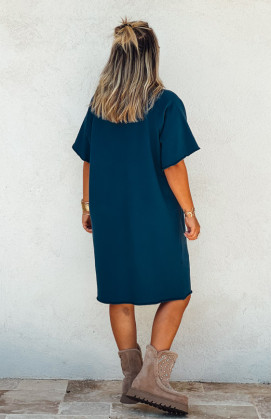 Robe ARIANE courte manches courtes bleu foncé