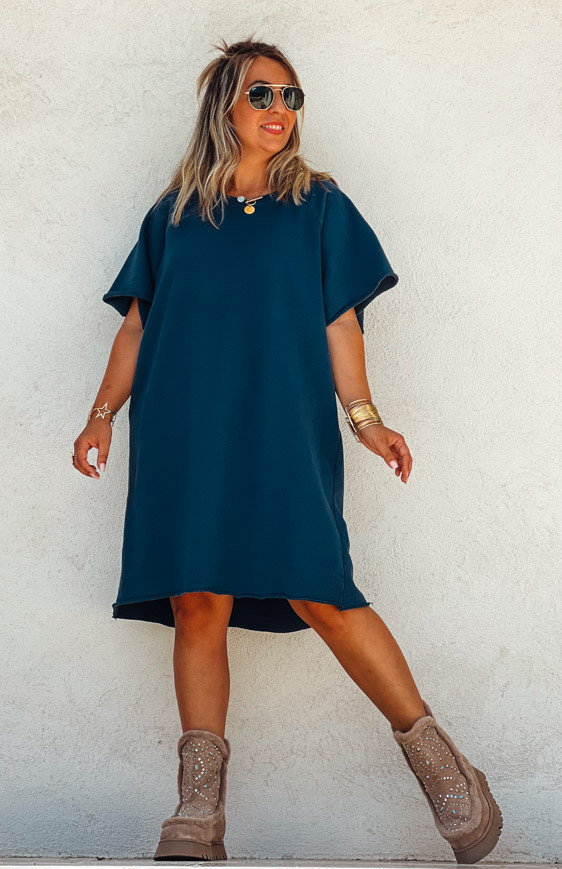 Robe ARIANE courte manches courtes bleu foncé