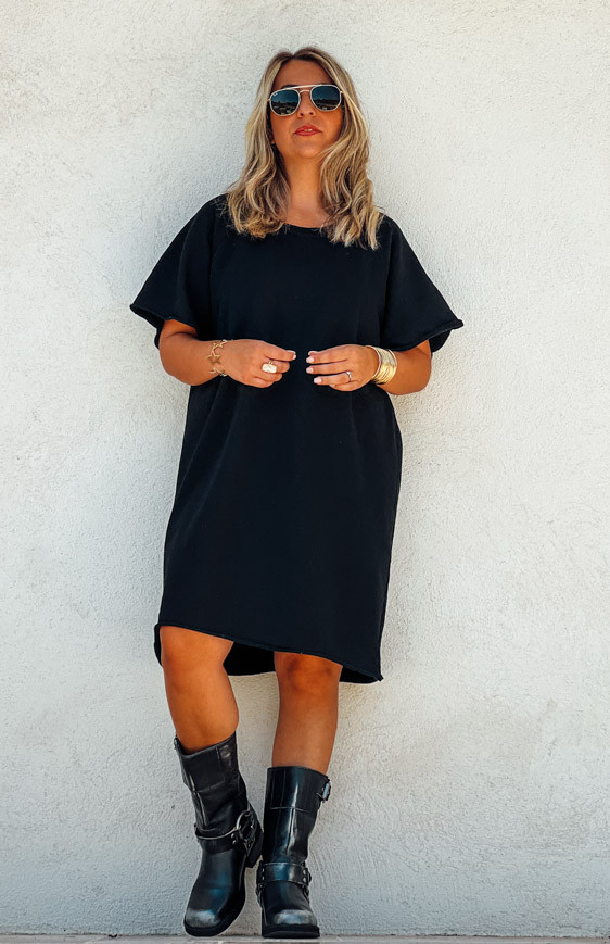 Black ARIANE short-sleeved dress