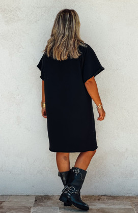 Robe ARIANE courte manches courtes noire