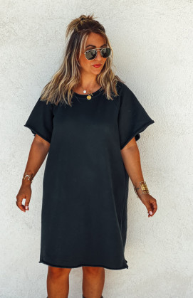 Robe ARIANE courte manches courtes noire