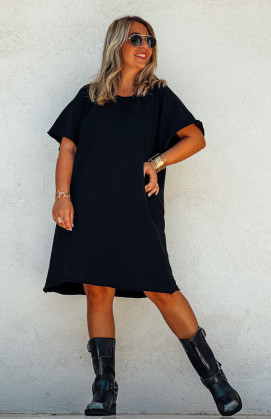 Robe ARIANE courte manches courtes noire