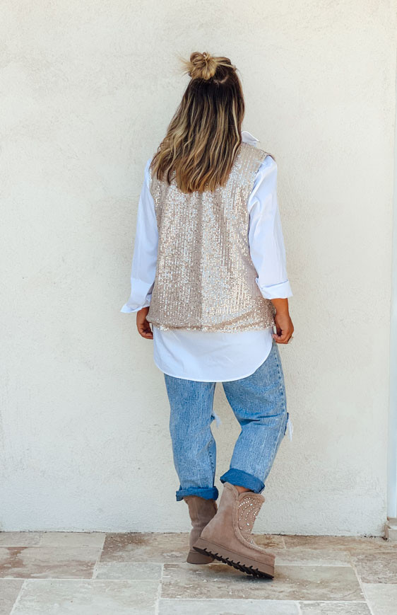 Beige BEA sleeveless jacket