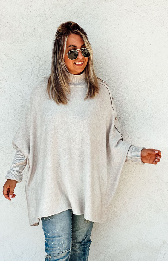 Pull ROMEO long beige La Petite Boho Pulls Bohemes Boutique Keva