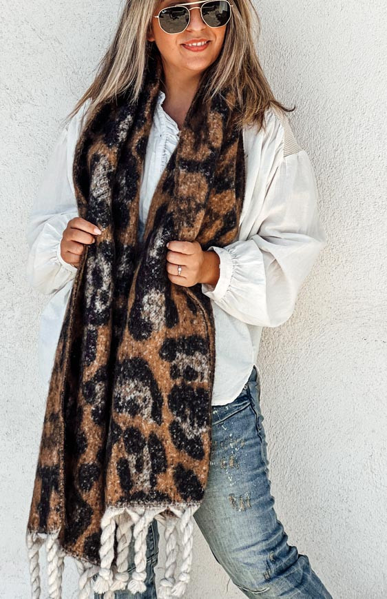 NORAH leopard/camel scarf