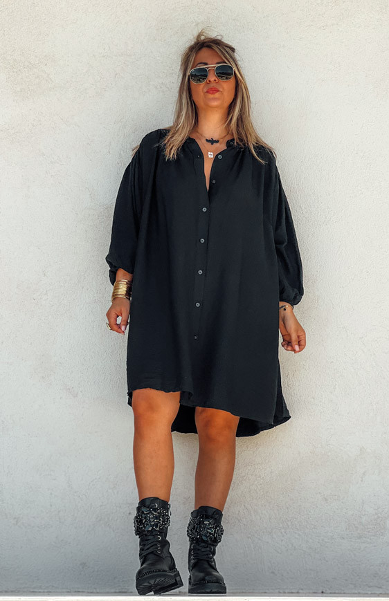 Black PRETTY short dress 7/8 sleeves