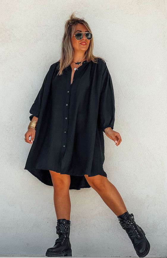 Black PRETTY short dress 7/8 sleeves