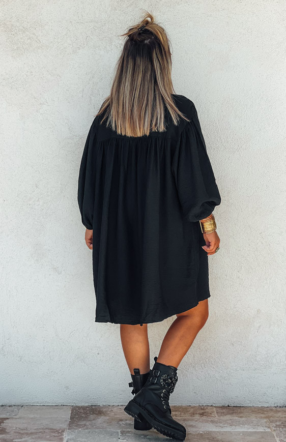 Robe PRETTY courte manches 7/8 noire